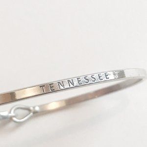 TENNESSEE State Pride Silver Simple Elegant Thin Etched Layering Bangle Bracelet